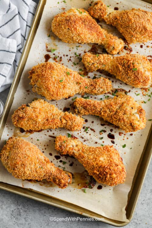 Crispy Chicken Drumsticks (tips for perfect breading) Spend With Pennies