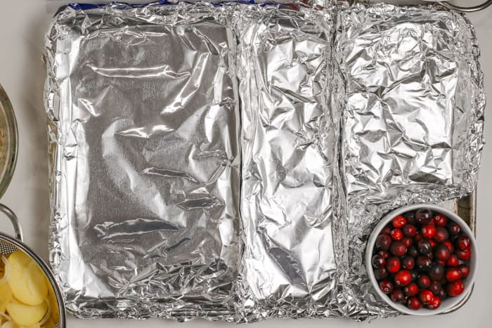 a sheet pan covered with foil