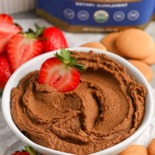 Chocolate Hummus in a serving bowl