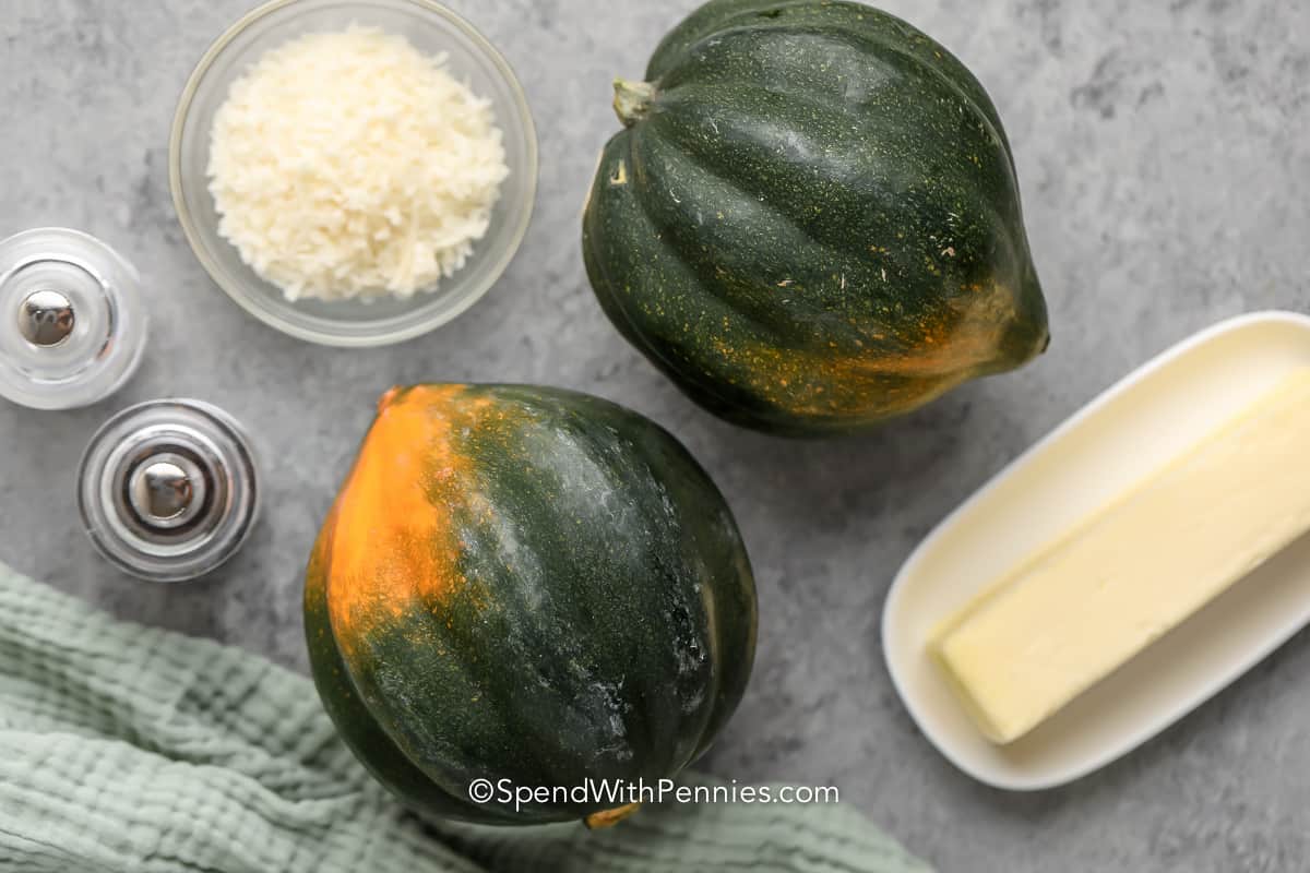 ingredients to make Parmesan Roasted Acorn Squash