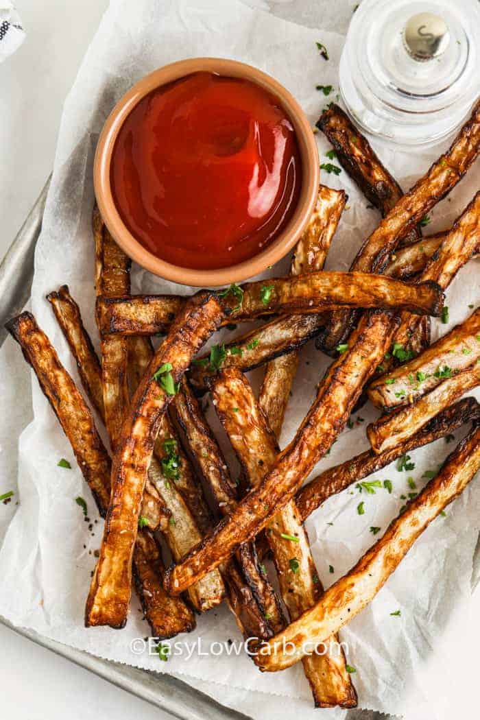 daikon radish fries on a plate