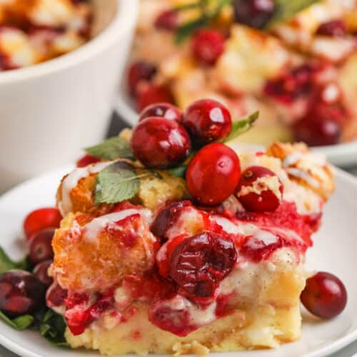 piece of Cranberry Breakfast Casserole on a plate