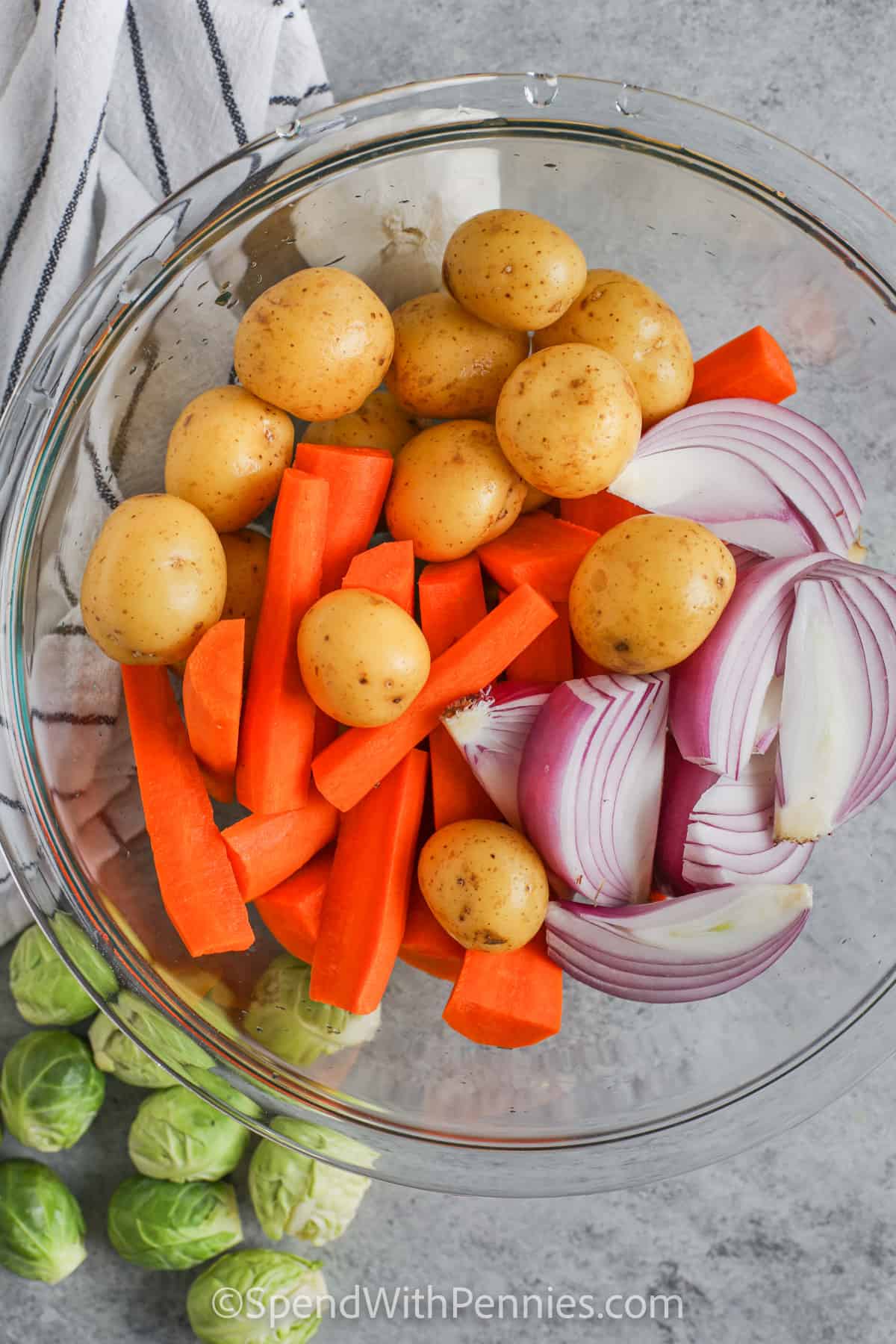 vegetables in a bowl to make Roasted Balsamic Chicken