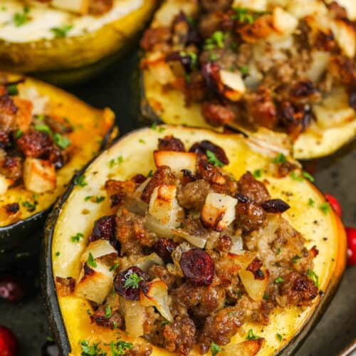 cooked plated Stuffed Acorn Squash