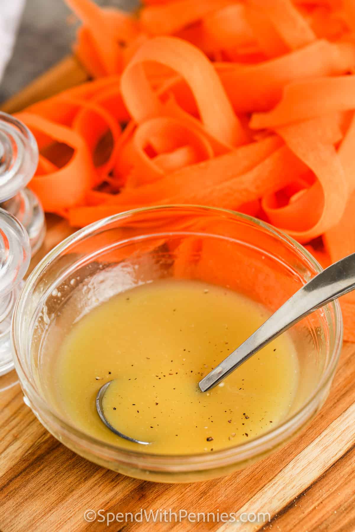 Carrot Salad dressing being prepared