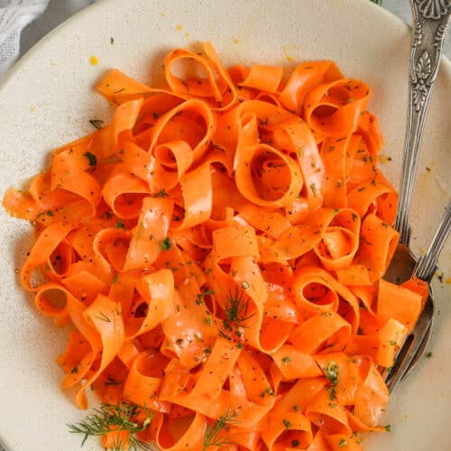 A serving dish of Carrot Salad