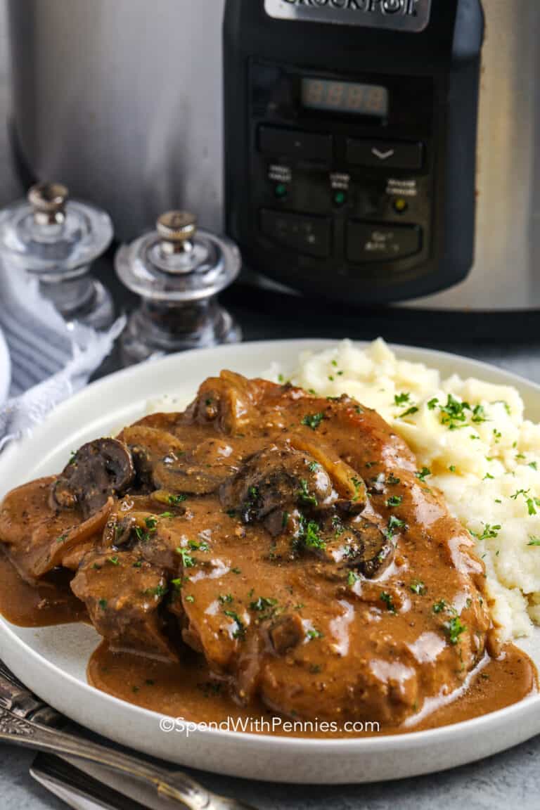 Crock Pot Pork Chops (with gravy) - Spend With Pennies