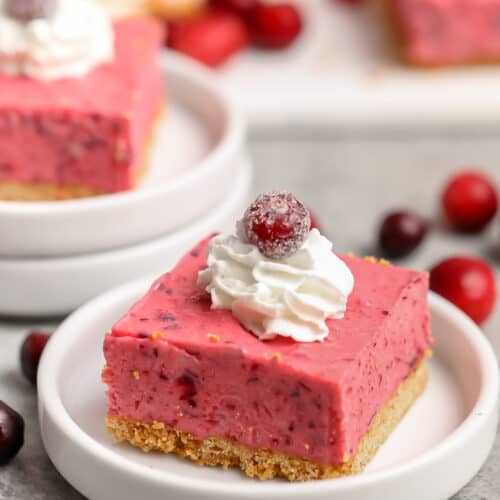 slices of Frozen Cranberry Bars on a plates