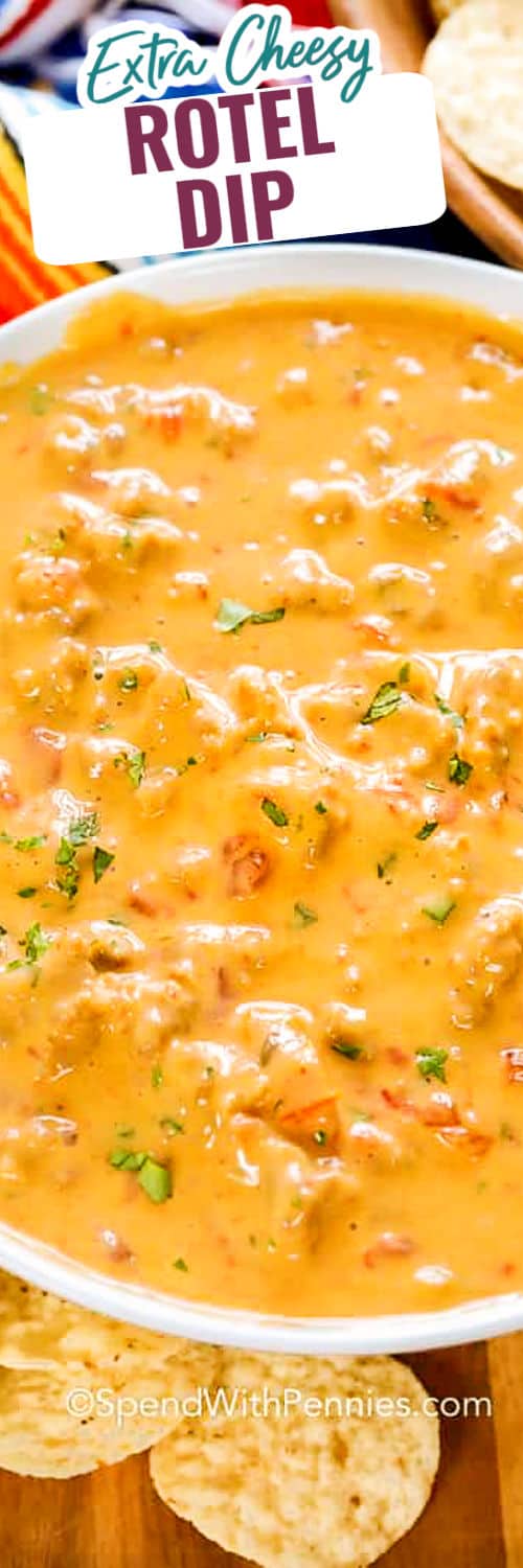 Rotel Dip with writing