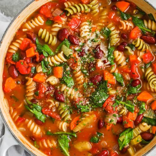 cooked Minestrone Soup in the pot