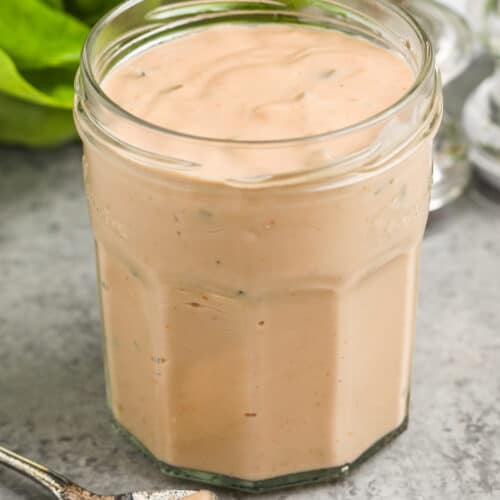 Thousand Island Dressing prepared in a jar