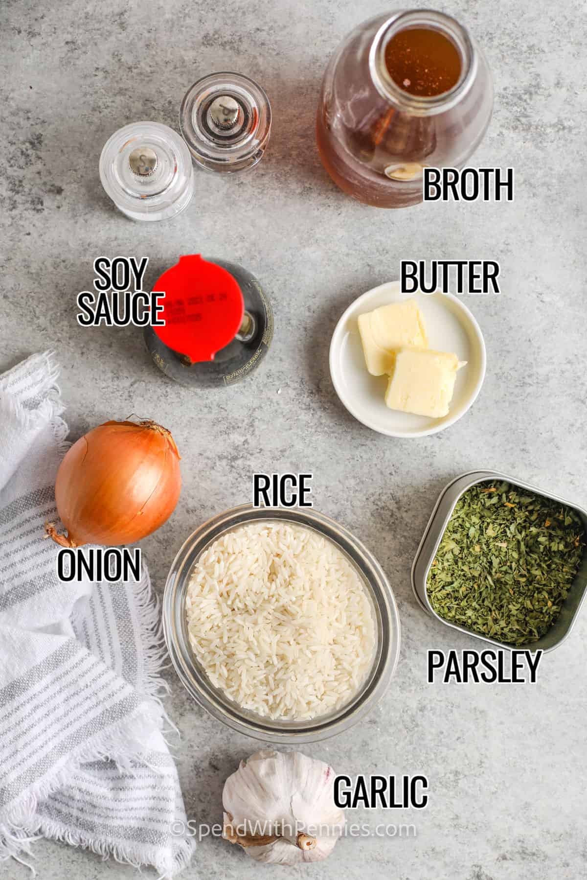 Seasoned Rice ingredients with labels