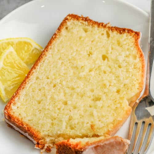 slice of Lemon Pound Cake on a plate
