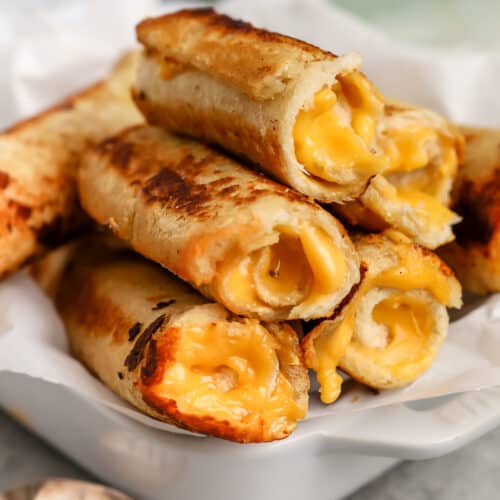 close up of cooked Grilled Cheese Roll Ups