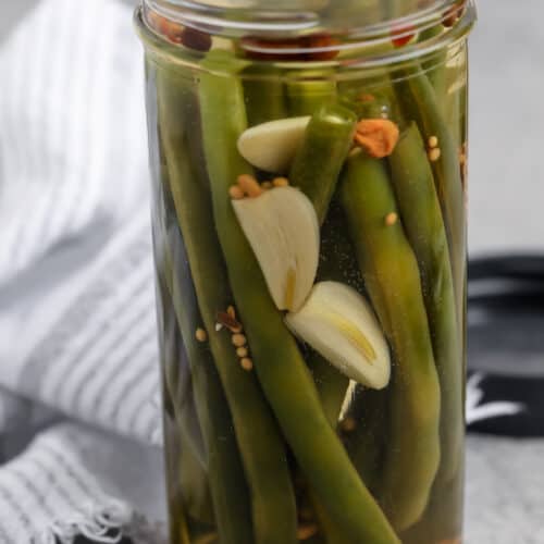 Quick Pickled Green beans in a jar