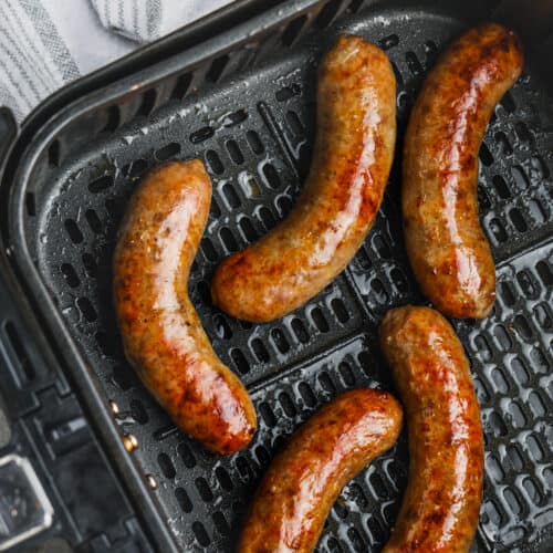 Air Fryer Bratwurst cooked in the air fryer
