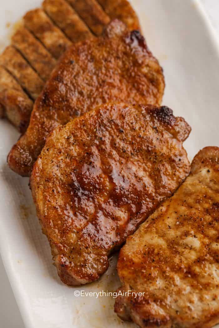 brown sugar pork chops on a plate