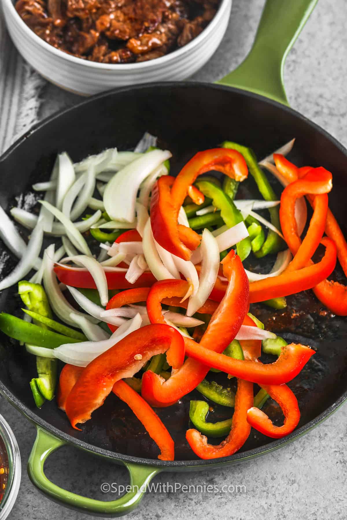 cooking peppers to make Easy Pepper Steak
