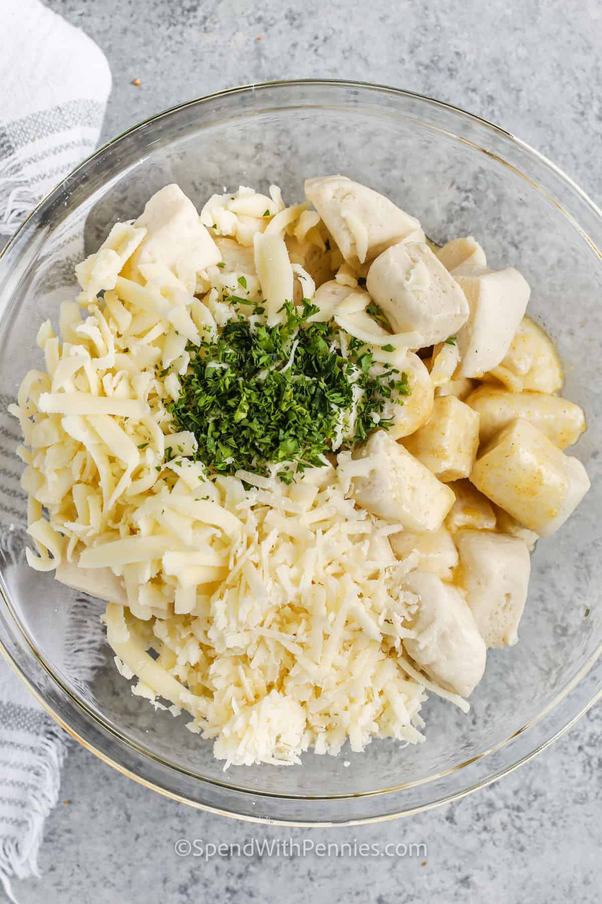 All Garlic parmesan biscuit ingredients in a bowl