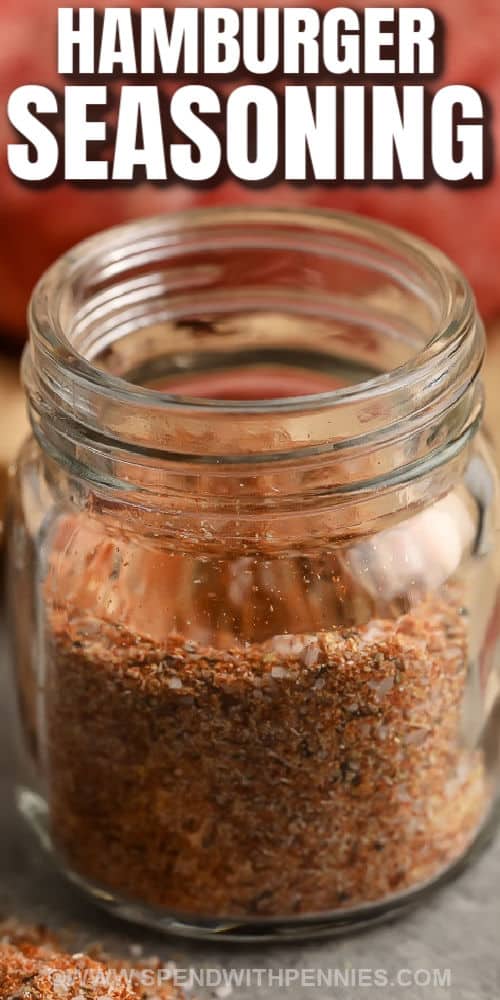 jar of Hamburger Seasoning with writing