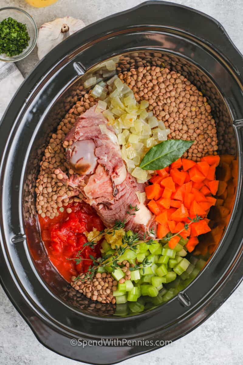 Crock Pot Ham and Lentil Soup Spend With Pennies