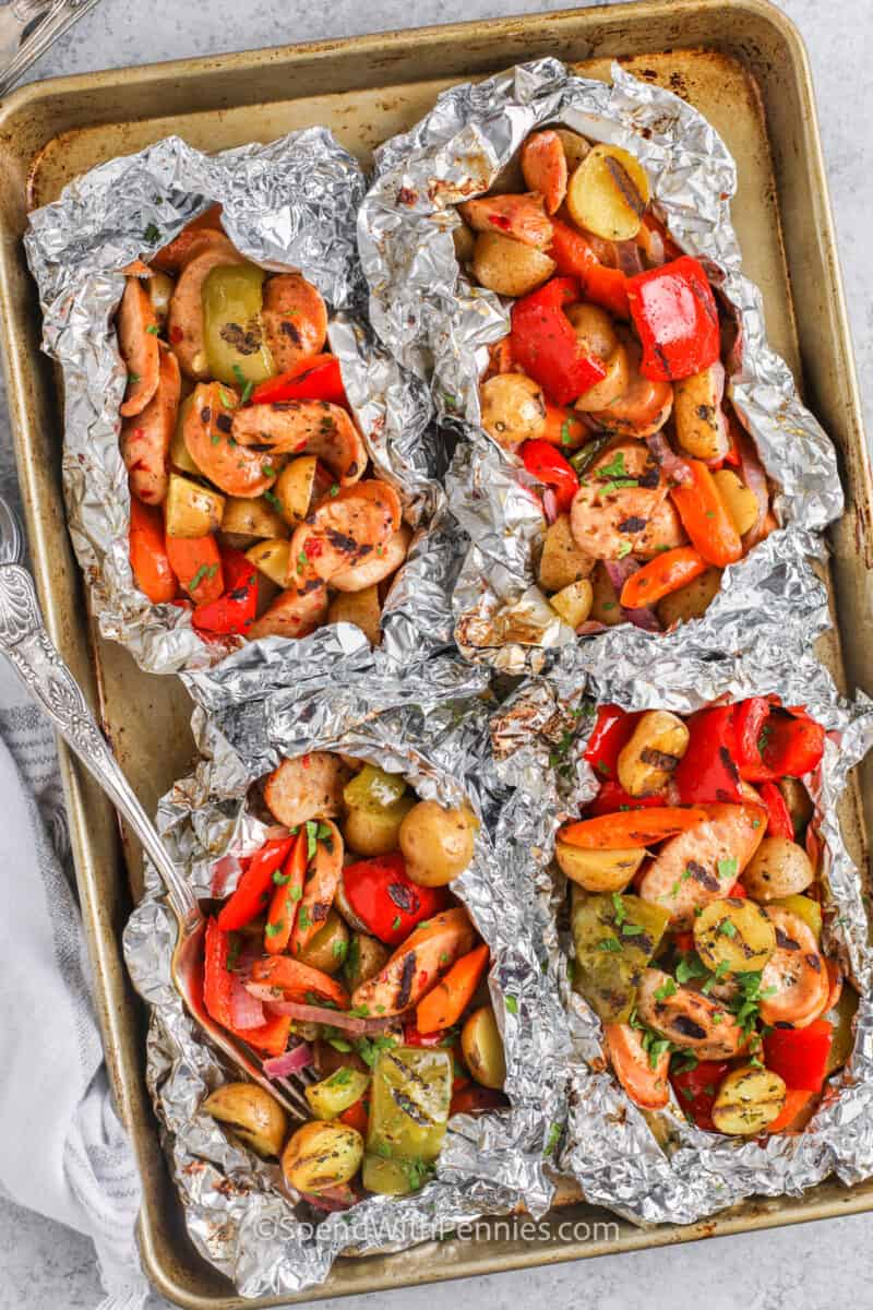 Sausage and Veggie Foil Packs Spend With Pennies