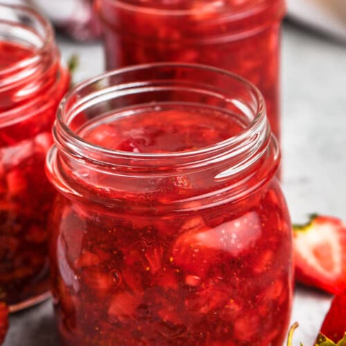 jars of Strawberry Freezer Jam