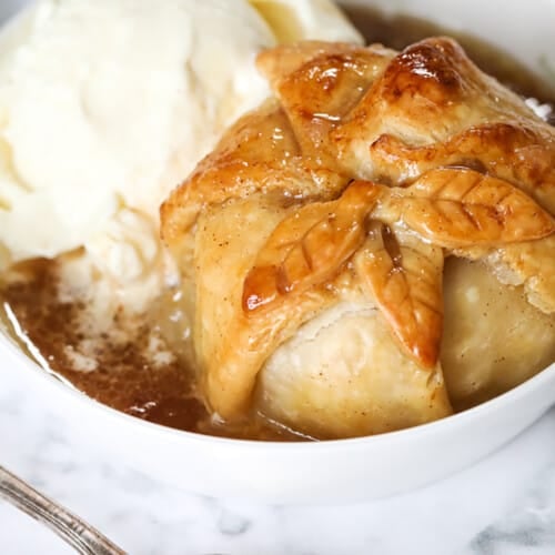 Apple Dumplings with ice cream
