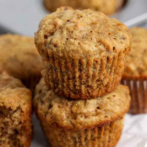 stack of Banana Bread Muffins