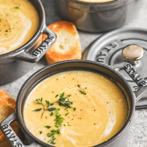 close up of plated Acorn Squash Soup
