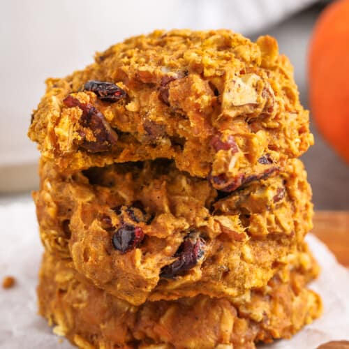Healthy Pumpkin Cookies with a bite taken out of one