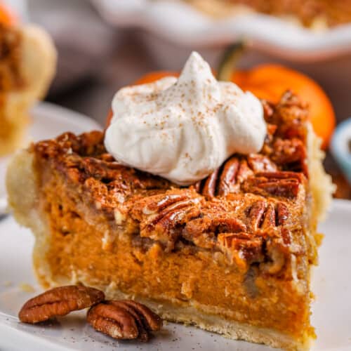 plated Pecan Pumpkin Pie with whipped cream