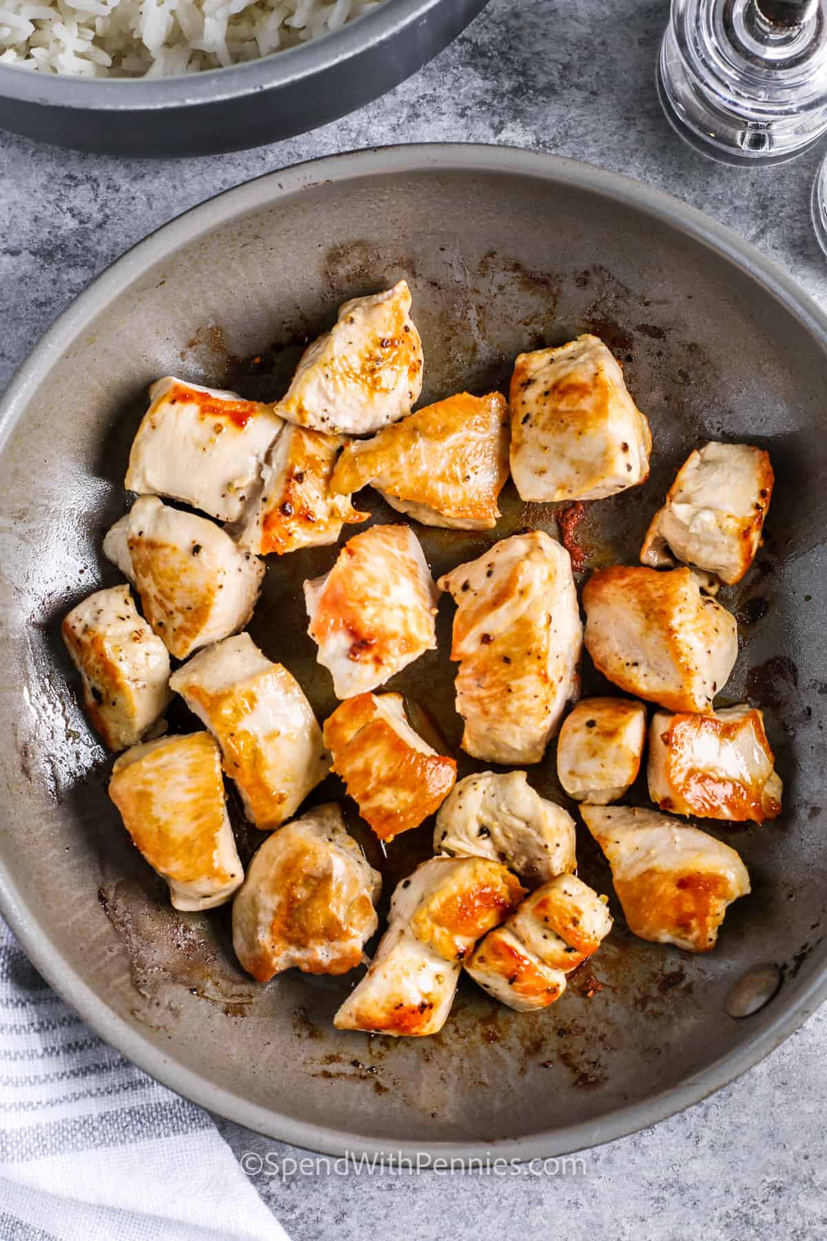 cooked chicken to make Teriyaki Chicken Bowls