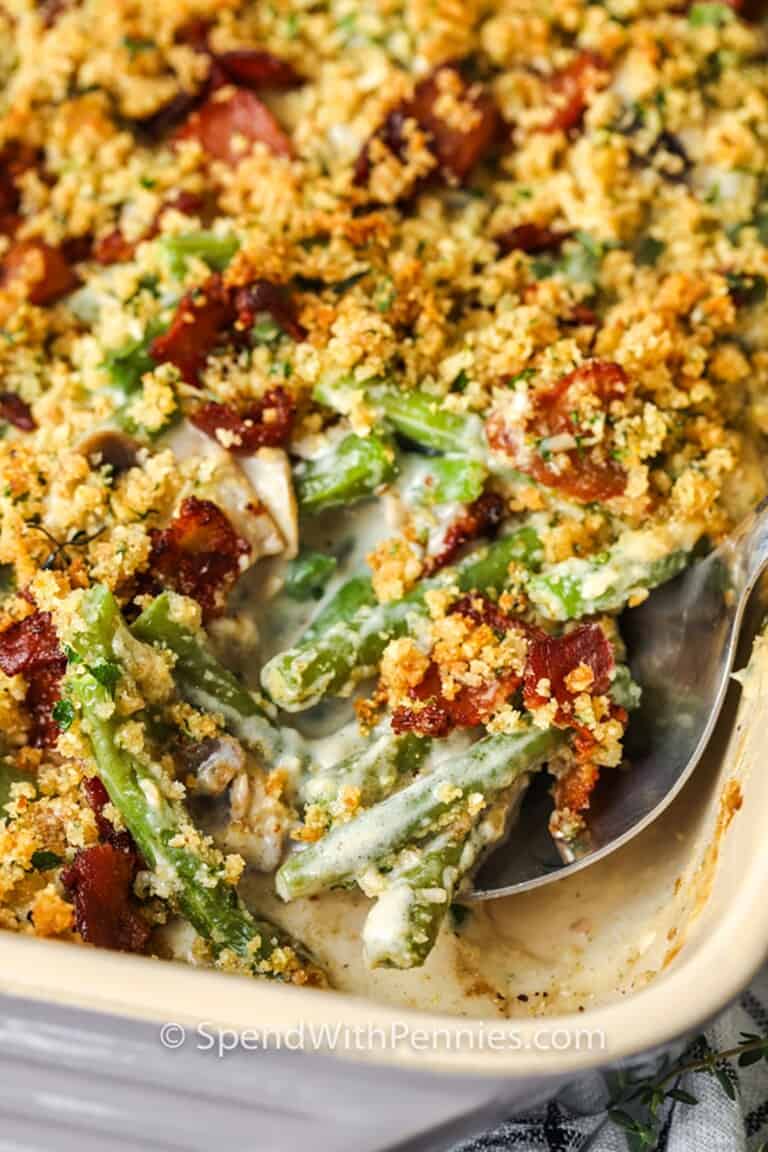 Bacon Green Bean Casserole (from scratch!) Spend With Pennies