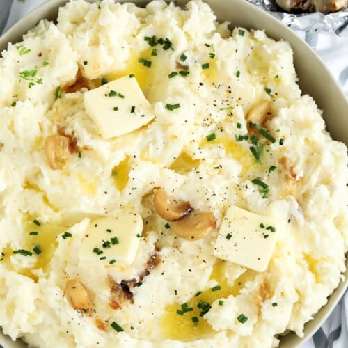 plated Garlic Mashed Potatoes