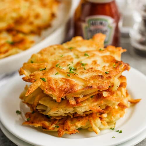 plated Homemade Shredded Hashbrowns
