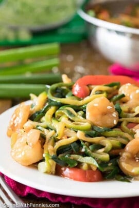 plated Shrimp Zucchini Pasta