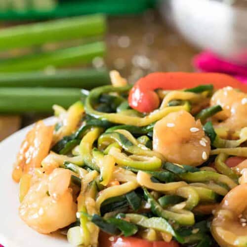 plated Shrimp Zucchini Pasta