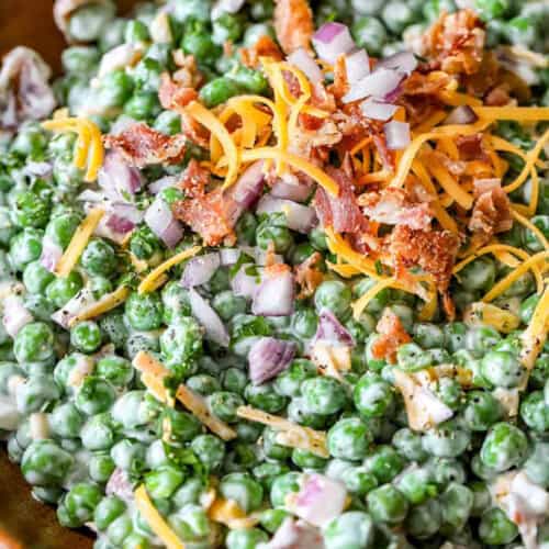 The Best Bacon Pea Salad in a bowl