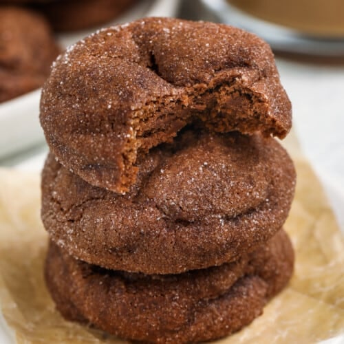 Old Fashioned Chocolate Cookies with a bite taken out of one