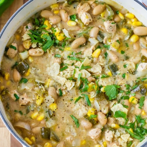 white chicken chili in a pot