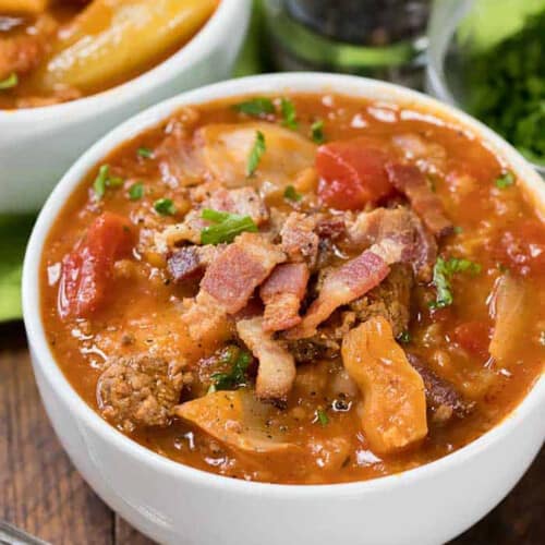 bowls of Crock Pot Cabbage Roll Soup