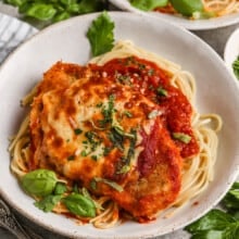 cooked Easy Chicken Parmesan on a plate