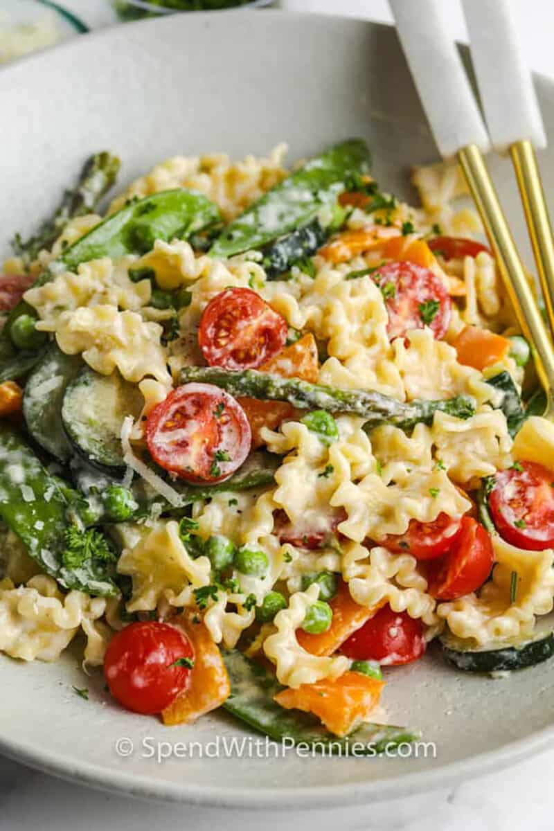 Creamy Pasta Primavera - Spend With Pennies