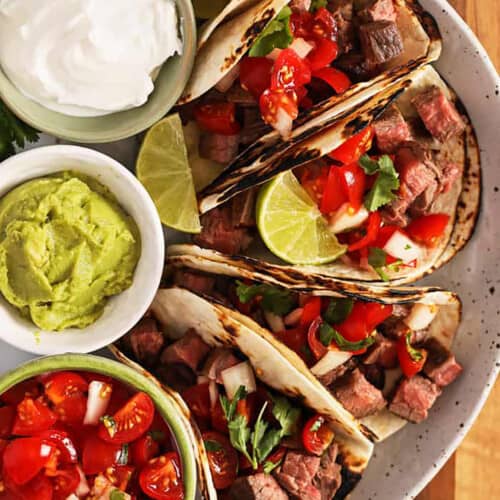 Easy Steak Tacos on a plate