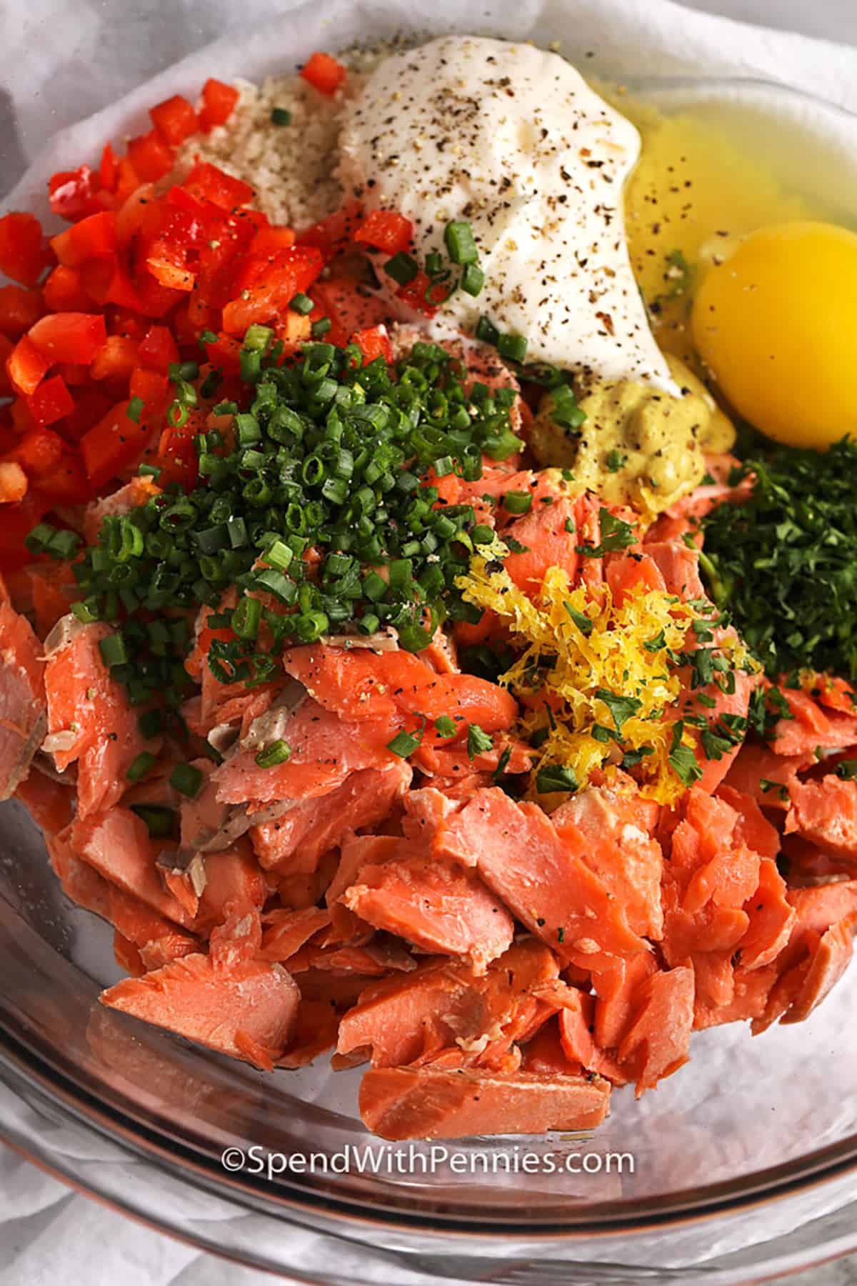 close up of Salmon Croquettes ingredients