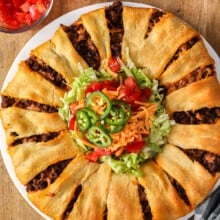 cooked Taco Ring with toppings