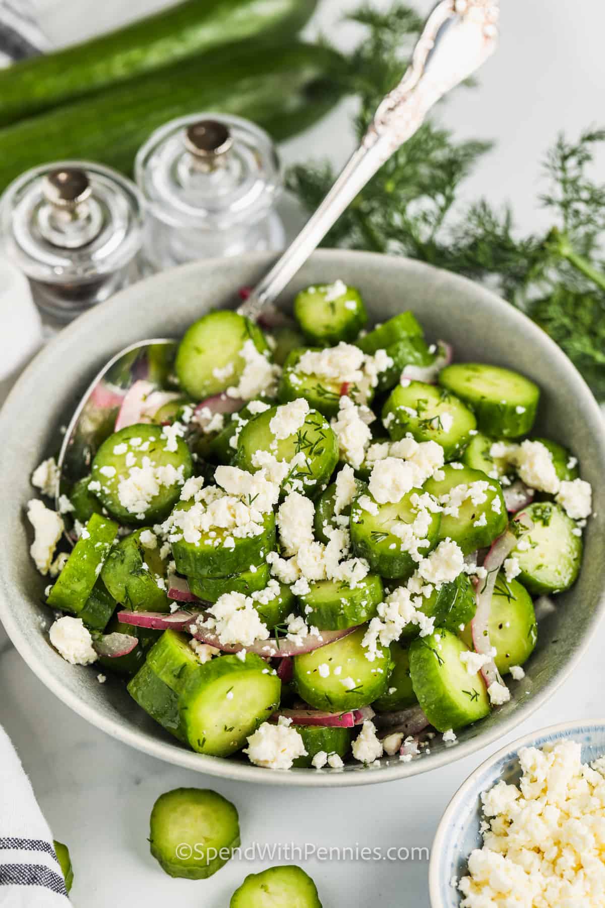 plated Cucumber Feta Salad