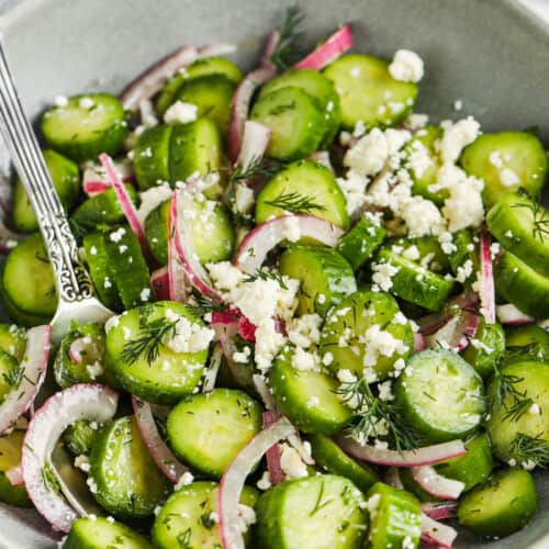 close up of Cucumber Feta Salad