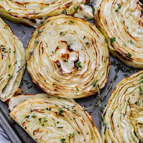 Roasted Cabbage Steaks on a sheet pan